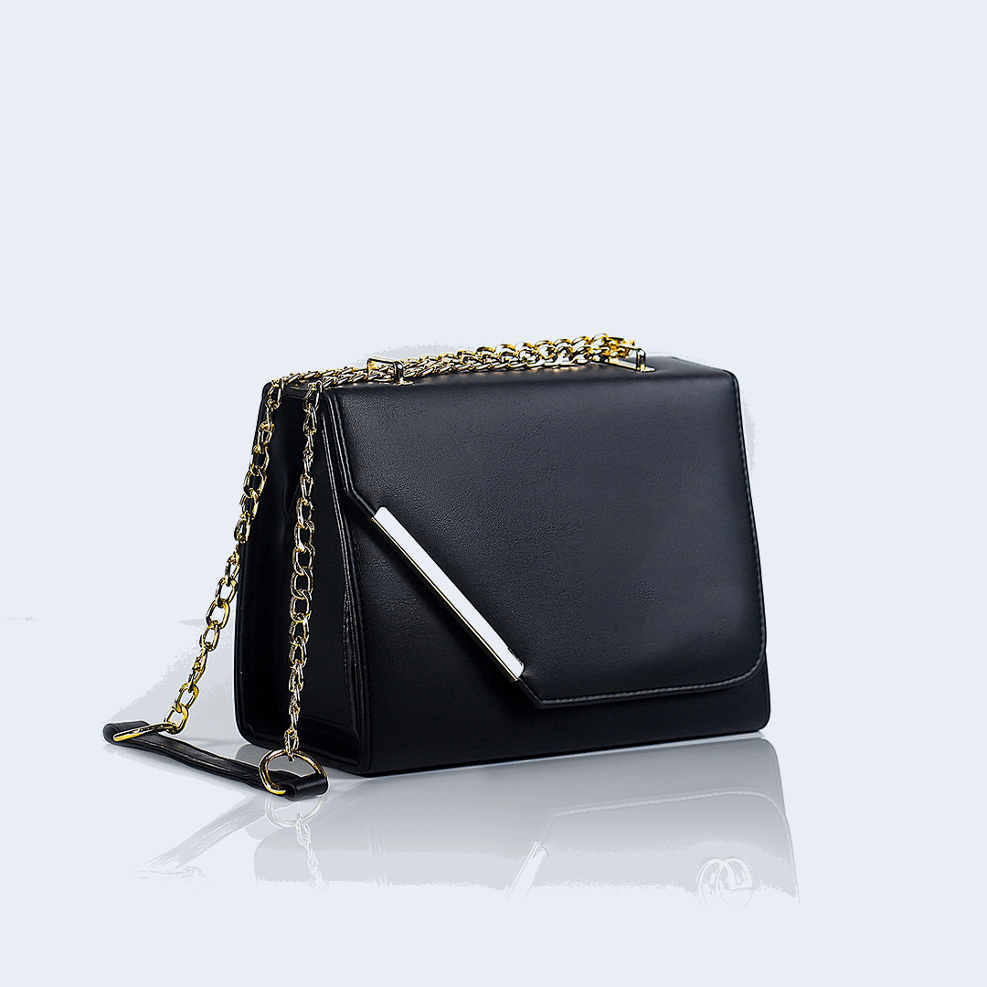 Jet black Minimal Cross-body bag