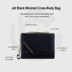 Jet black Minimal Cross-body bag